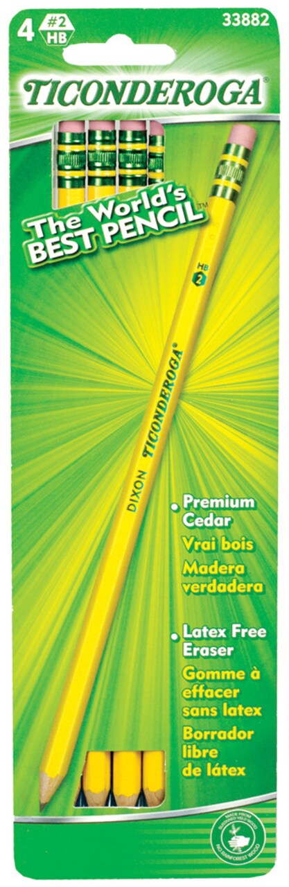 Dixon - Ticonderoga Pencil - Ticonderoga Pencils, 4/Pkg. - Carded